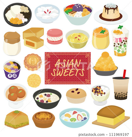 Asian sweets illustration set 111969197