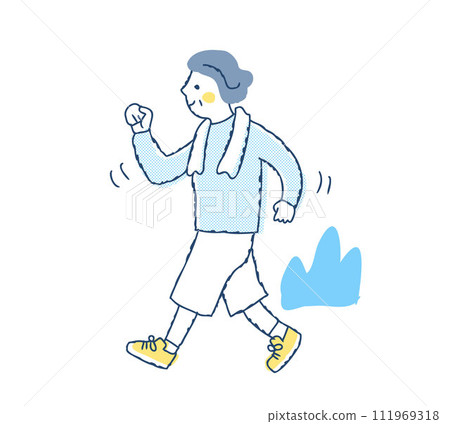Senior woman walking energetically Senior woman walking energetically 111969318
