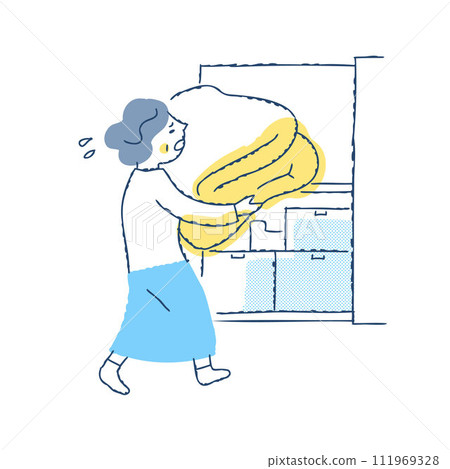 一位老婦人舉起沉重的蒲團 一位老婦人舉起沉重的蒲團 111969328