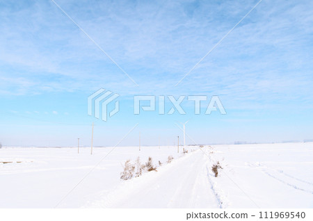Snowy road to the silver world 111969540