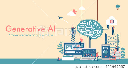 產生 AI(生成 AI)向量橫幅插圖 產生 AI(生成 AI)向量橫幅插圖 111969667