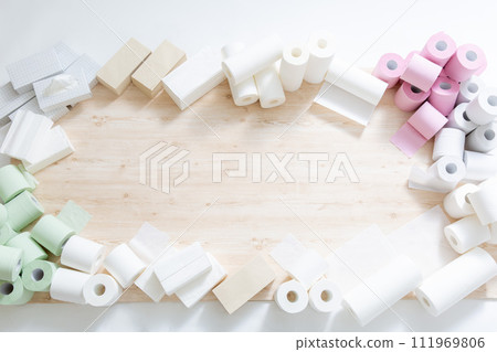 Paper such as toilet paper, kitchen towels, etc. 111969806