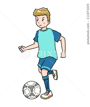 A boy playing football A boy playing football 111971035
