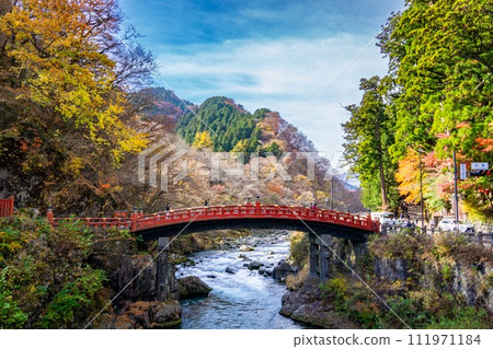 Shinkyo Bridge during Autumn in Nikko, Tochigi, Japan Shinkyo Bridge during Autumn in Nikko, Tochigi, Japan 111971184