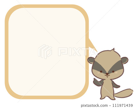 A badger raising his index finger and a simple square speech bubble 111971439