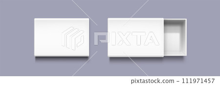 Open slide box mockup. Realistic vector 111971457