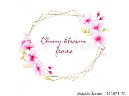 Watercolor cherry blossom frame card 2 111971461