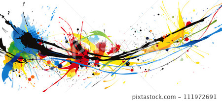 Dynamic, colorful wave artwork that reflects the passion for the Paris Olympics 2024 111972691