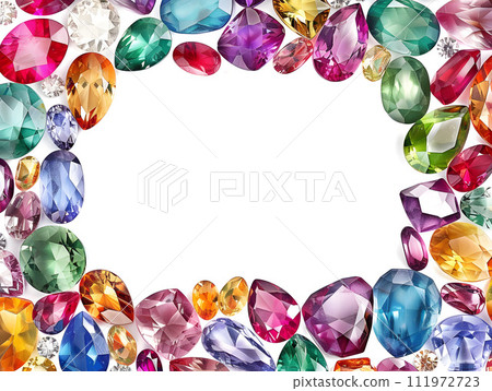 鑲嵌著彩色寶石的水彩框架設計 111972723