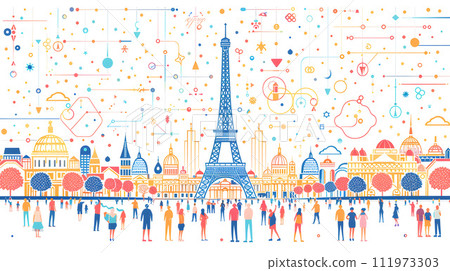 Colorful streets leading up to the Paris 2024 Olympics Colorful streets leading up to the Paris 2024 Olympics 111973303