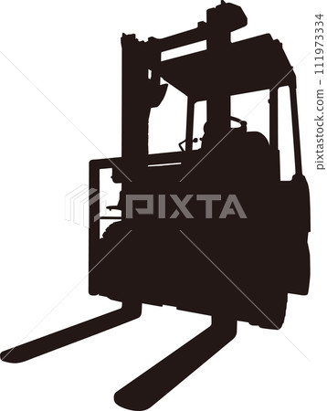 Silhouette of a forklift seen from an angle 111973334