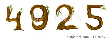 Forest Woody Number Brown with Branch Vector Set Forest Woody Number Brown with Branch Vector Set 111973720