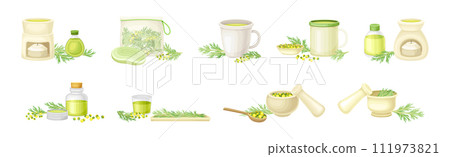 Wormwood or Southernwood Plant Extract and Herb Vector Set Wormwood or Southernwood Plant Extract and Herb Vector Set 111973821