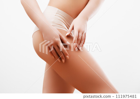 Anti-cellulite treatment. Lifting up lines drawn Anti-cellulite treatment. Lifting up lines drawn 111975481