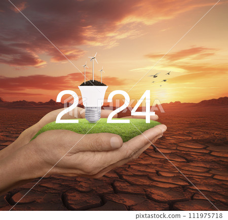 Happy new year 2024 ecological cover concept, Generative AI 111975718