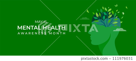 Mental Health Awareness Month. Raising awareness of depression campaign. Abstract head profile 111976031