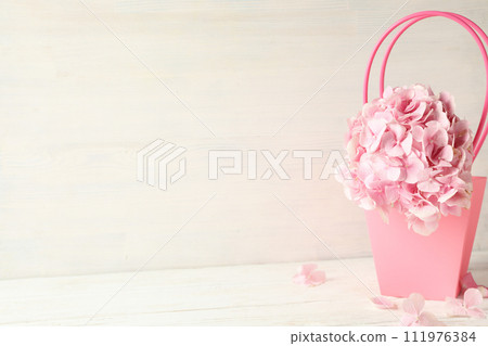 Beautiful, pink flowers on a white background. 111976384