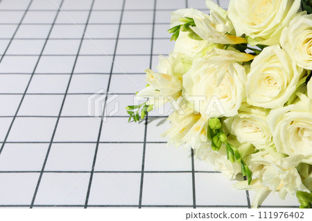 A bouquet of fresh flowers on a white background. 111976402