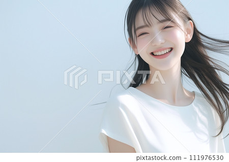 “AI generated image” of a long-haired woman with a lovely smile “AI generated image” of a long-haired woman with a lovely smile 111976530