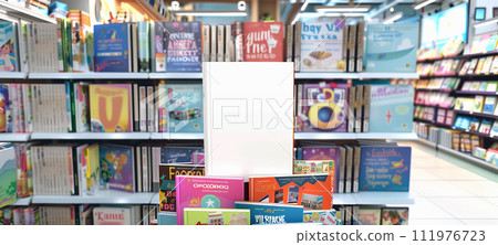 AI-generated content. Shelves with Children's Books in a Bookstore Mock Up 111976723