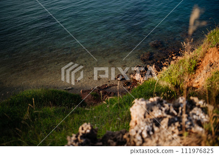 Beautiful landscape of Croatia, Croatia coast, blue water of adriatic sea with shoreline. 111976825
