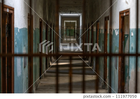 Dachau camp, the first concentration camp in Germany during World War II, historic buildings prison cells 111977050
