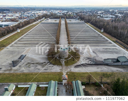 aerial View of the Dachau Concentration Camp in Bavaria, Germany 111977062