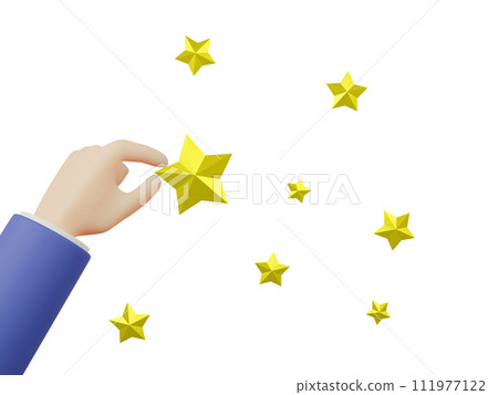 手握星星的 3D 插圖 111977122