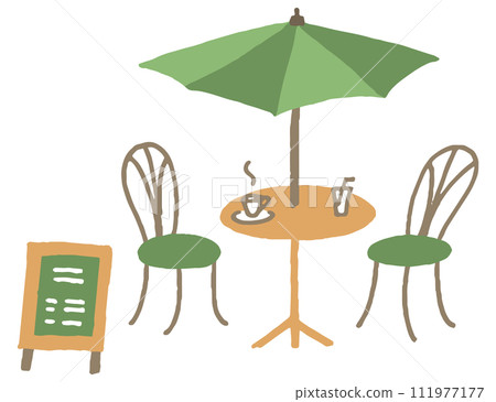 咖啡廳桌遮陽傘咖啡館招牌圖（綠色） 111977177