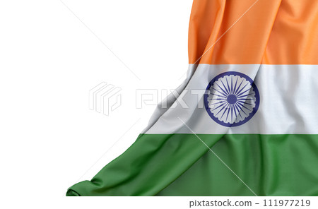 Flag of India over white background with empty space on the left. Isolated. 3D Rendering 111977219