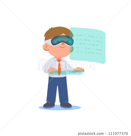 A office man using AR-VR glasses, illustration vector cartoon character design on white background. 111977378