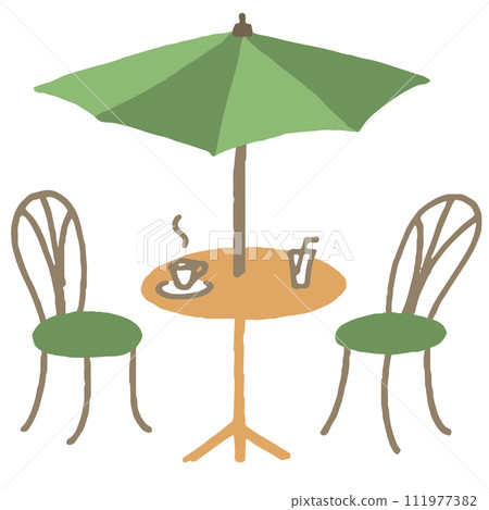 Cafe table parasol illustration (green) 111977382