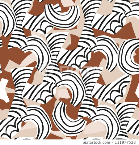 Abstract seamless texture with hand drawn shapes. Modern geometric artistic pattern. Vector background 111977528