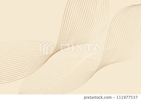 An abstract background featuring wavy lines in various shades of beige. The lines vary in thickness and direction, creating a sense of movement and dynamic energy across the composition 111977537
