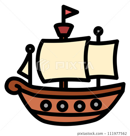 Color vehicle icon illustration pirate ship 111977562