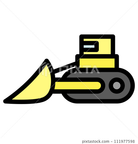 Color vehicle icon illustration bulldozer Color vehicle icon illustration bulldozer 111977598