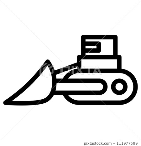Line drawing vehicle icon illustration bulldozer 111977599