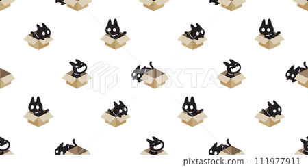 cat seamless pattern paper box vector kitten calico munchkin neko pet cartoon doodle tile background gift wrapping paper illustration repeat wallpaper isolated design 111977911