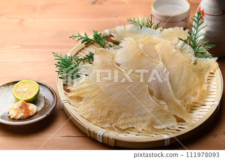 Delicacy Stingray fin (wood grain background) 111978093