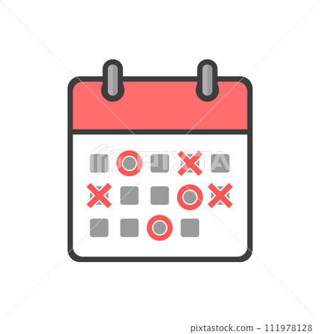 Circle and cross marks and calendar icons - Image material for schedules, calendars, and schedule adjustments Circle and cross marks and calendar icons - Image material for schedules, calendars, and schedule adjustments 111978128