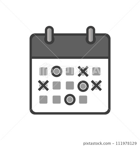 Circle and cross marks and calendar icons - Image material for schedules, calendars, and schedule adjustments Circle and cross marks and calendar icons - Image material for schedules, calendars, and schedule adjustments 111978129
