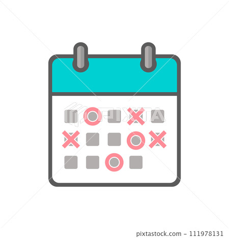 圓圈和十字標記以及日曆圖示 - 用於日程、日曆和日程調整的圖像材料 111978131