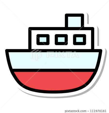 Sticker vehicle icon illustration tourist boat Sticker vehicle icon illustration tourist boat 111978181