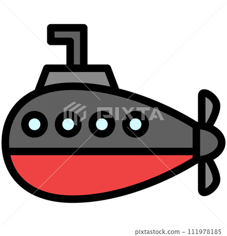 彩色車輛圖示圖潛水艇 111978185