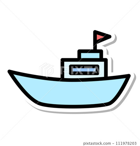 Sticker vehicle icon illustration fishing boat Sticker vehicle icon illustration fishing boat 111978203
