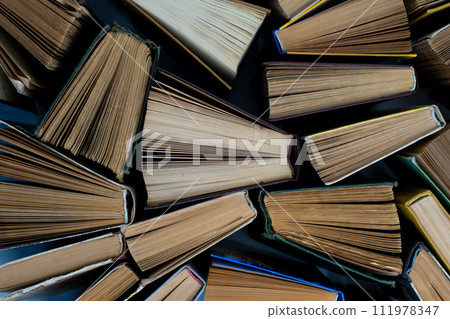 Book background. Old books in the library. Bookshelf shop. Knowledge, publications, literature. Bookish, bookstore, bookshop Book background. Old books in the library. Bookshelf shop. Knowledge, publications, literature. Bookish, bookstore, bookshop 111978347