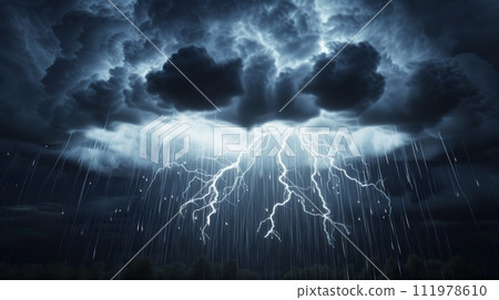 clouds thunderstorm design, Natural light, black background 111978610