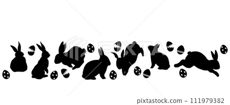 Rabbit and easter egg silhouette Rabbit and easter egg silhouette 111979382