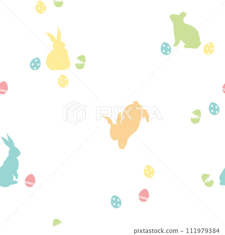 Seamless pattern with rabbits and easter eggs Seamless pattern with rabbits and easter eggs 111979384