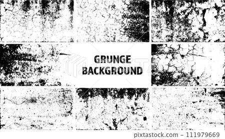 Grunge overlay texture. Old dirty concrete background with cracks and scratches. Distressed grainy surface. Vintage urban backdrop. Scraped and stained design element. Vector illustration 111979669